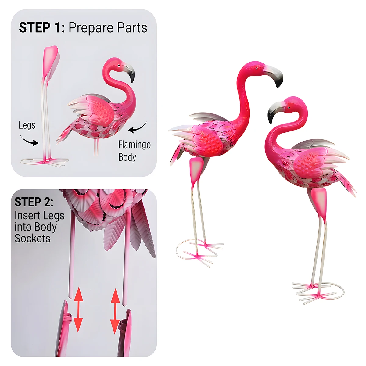 GEEYANG Large Metal Flamingo Garden Statue Sculpture - Indoor/Outdoor Yard Patio Lawn Decor Ideal Mother's Day Wedding Gift