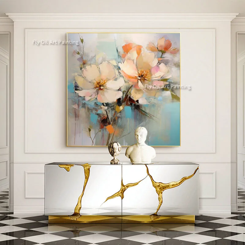 

Abstract White Flower Paintings Thick Oil Painting On Canvas Hand Painted Wall Art For Living Room Bedroom Home Wall Decoration