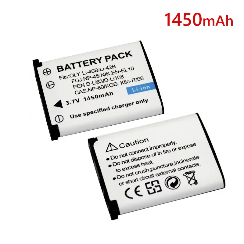 Batería de iones de litio de 1450mAh EN-EL10 ENEL10 EN EL10 para Nikon S200 S210 S500 S600 S700 S210 S510 S520 S800 S60 baterías de cámara