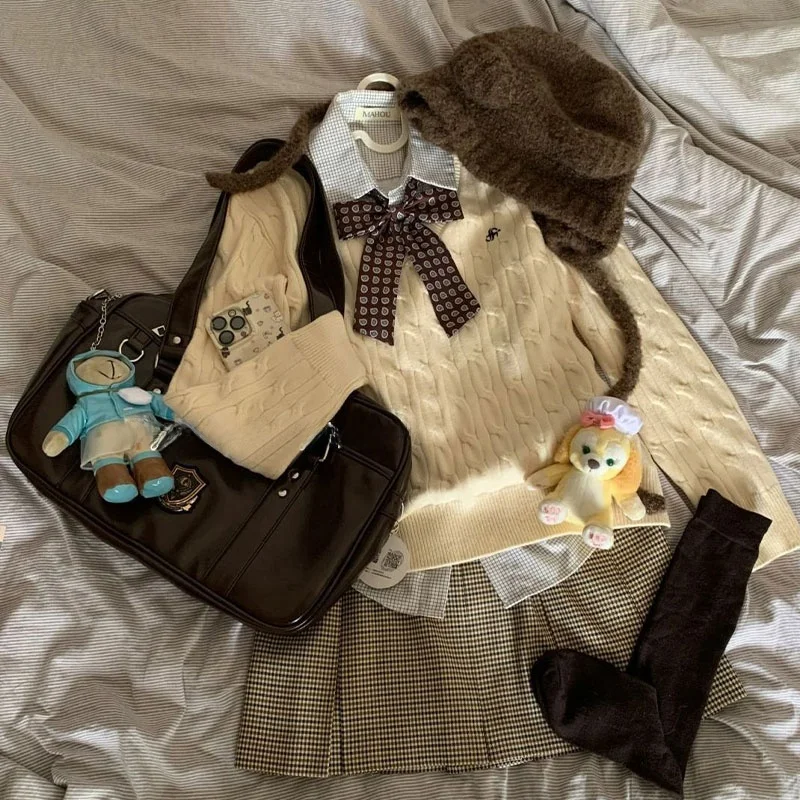 멋진 티피스 여성 패션 세트 2024년 가을 다용도 플러스 사이즈 스웨터와 스커트 콤보 아름다운 자매룩