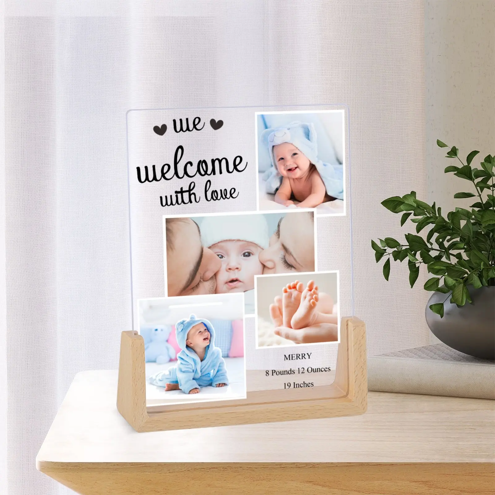 Personalized Birth Announcement Acrylic Photo Frame Cute Welcome Gift for Newborn Boy Girl Custom Mother's Day Gift for New Mom