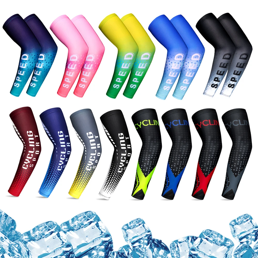 1Pair Ice Silk Cooling Arm Sleeves Anti-UV Sunburn Arm Cover for Running Cycling Driving Hiking Mountaineering Golf Sports