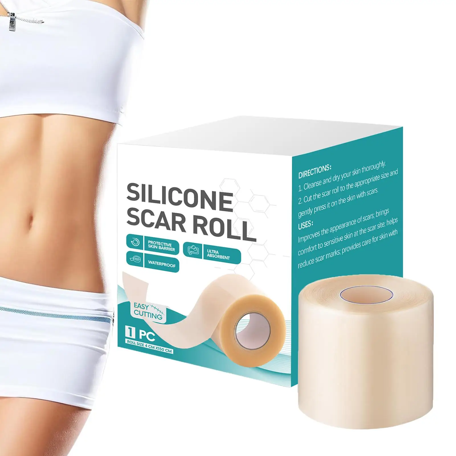 Silicone Scar Patch Hydrocolloid Roll For Wound Care With Self-Adhesive, Bed Sore Bandages Highly Absorbent For Burn Blister