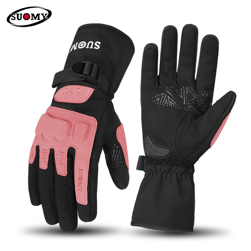 New Winter Motorcycle Gloves Mid Length Waterproof Non-slip Warm Guantes Man Woman Motobike Riding Comfortable Protective Gear