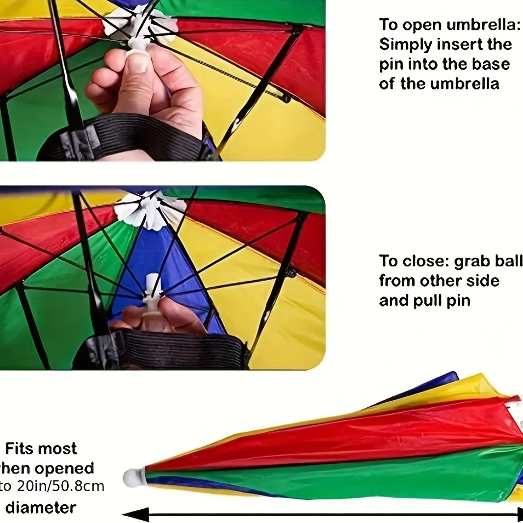 1/2pcs Adjustable Headwear Umbrella for Against Sun & Rain During Hiking Camping Fishing Outdoor Tool Foldable Umbrella Rain Hat