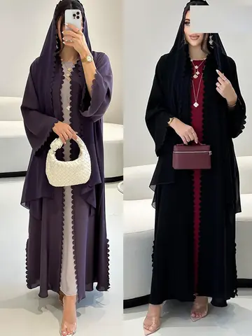 Eid 여성 Abaya 카디건 드레스와 스카프 이슬람 2025 Vestidos Largos Caftan 가운 Jalabiya 라마단 모로코 두바이 Kaftan Abayas