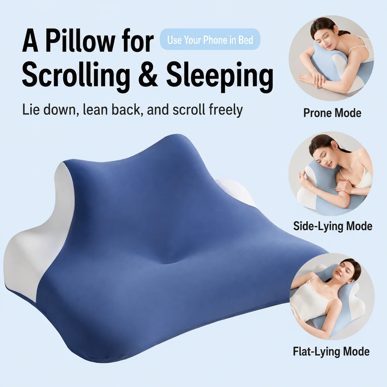 Multifunctional Memory Foam Pillow Cervical Pillow Neck Pain Relief Contour Ergonomic Neck Support for Side Back Stomach Sleeper