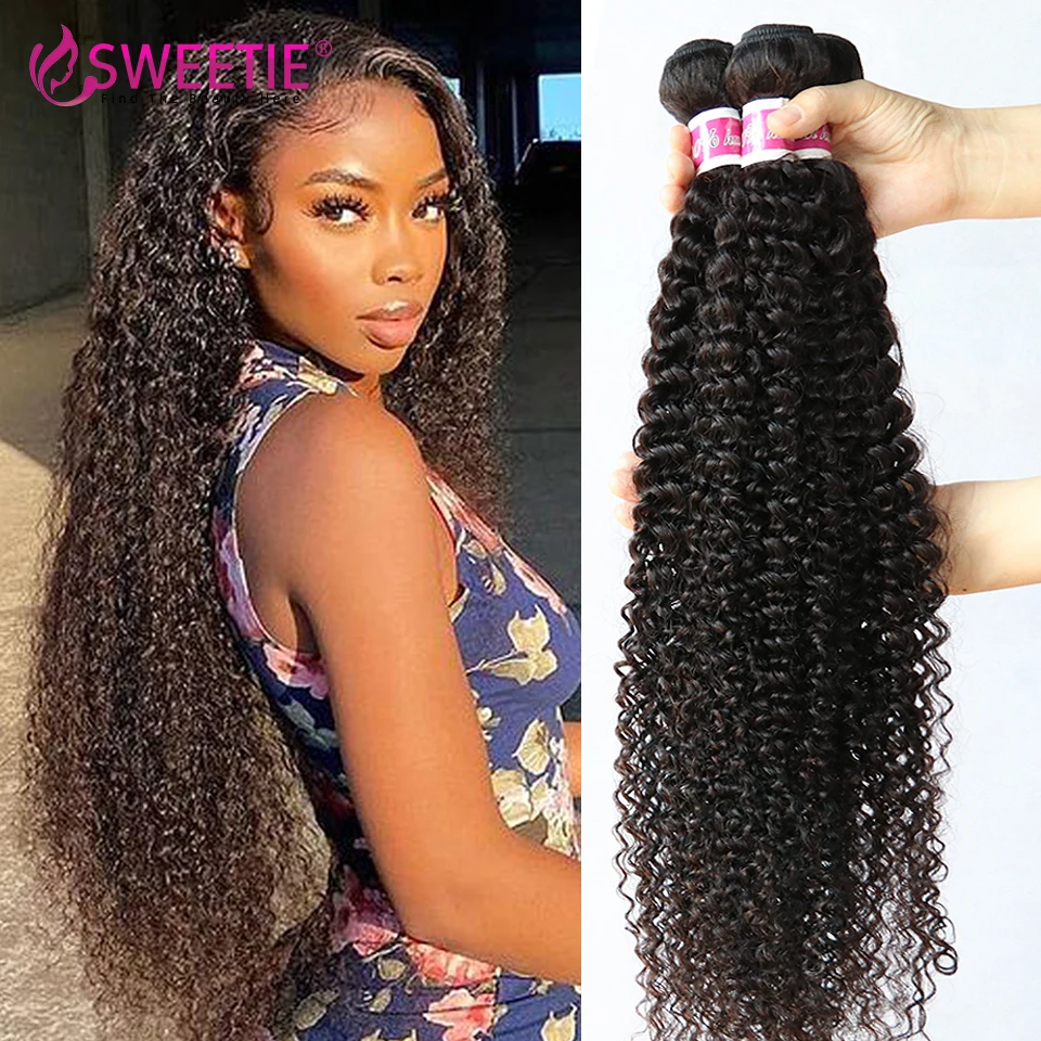 Querida-Indian Kinky Curly Hair Bundles, 100% Weave Cabelo Humano, Onda Profunda, Jerry Curl, Remy, Ofertas, 3 ou 4 Pacotes, Ofertas