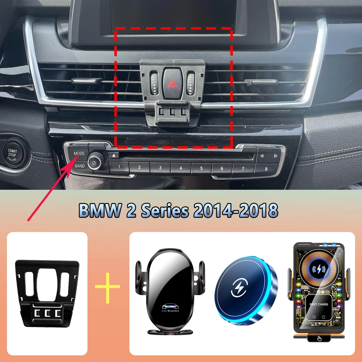 Car Phone Holder For BMW 2 Series Active Tourer 2014 2015 2016-2018 Magnetic fast Wireless Charging Car phone mount Accessories