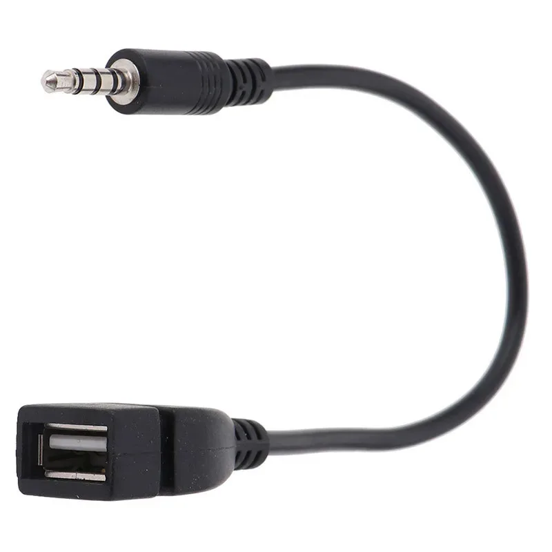 1/2/4/6/8/10Pcs Black Car Audio Cable To USB Audio Cable Car Electronics for Play Music Car Audio Cable USB Headphone Converter