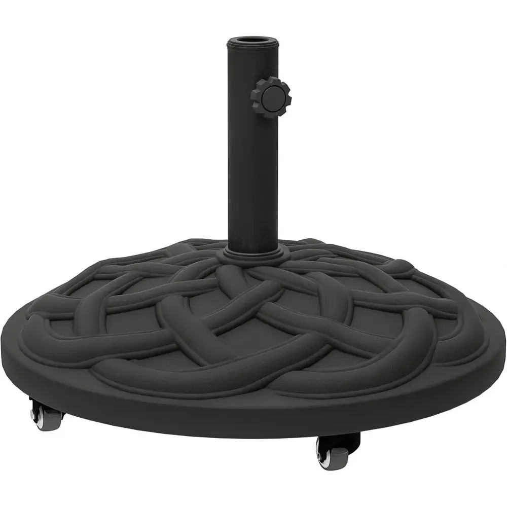 Heavy-Duty Resin Umbrella Stand with Wheels, 44 lbs Base for Outdoor Patio, Lawn, Poolside, Black