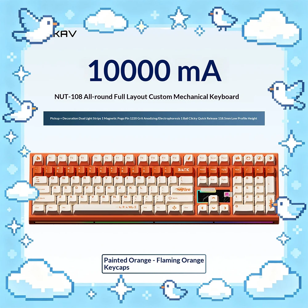 WEIKAV NUT108 108-Key Tri-Mode Aluminum Mechanical Keyboard with 10000mAh Battery RGB For Gifts