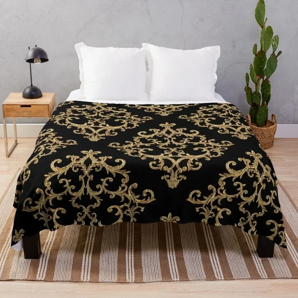 

Black and gold pattern Throw Blanket Plaid for sofa Blankets