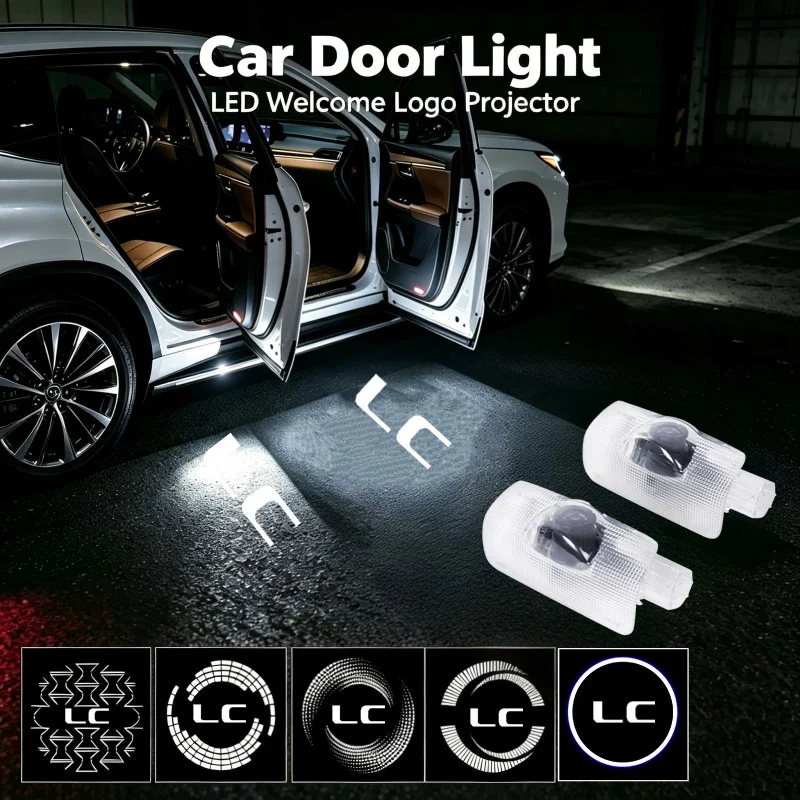 2Pcs LED Ghost Logo Projector Car Door Welcome Atmosphere Shadow Light For Lexus LC LC500 LC500h 2016-2017 Auto Accessories