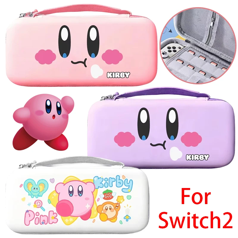 Kirby sac de rangement pour Nintendo Switch 2 Console dessin animé sac à main Portable étui de transport antichoc coque rigide contenir 10 cartes de jeu