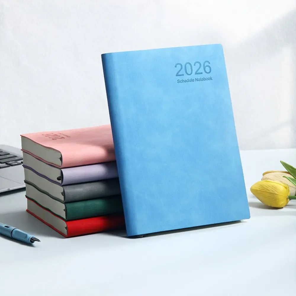 Portable A5 2026 Agenda Book Planner Reminder To Do List Schedule Book Textured PU Calendar Book Students
