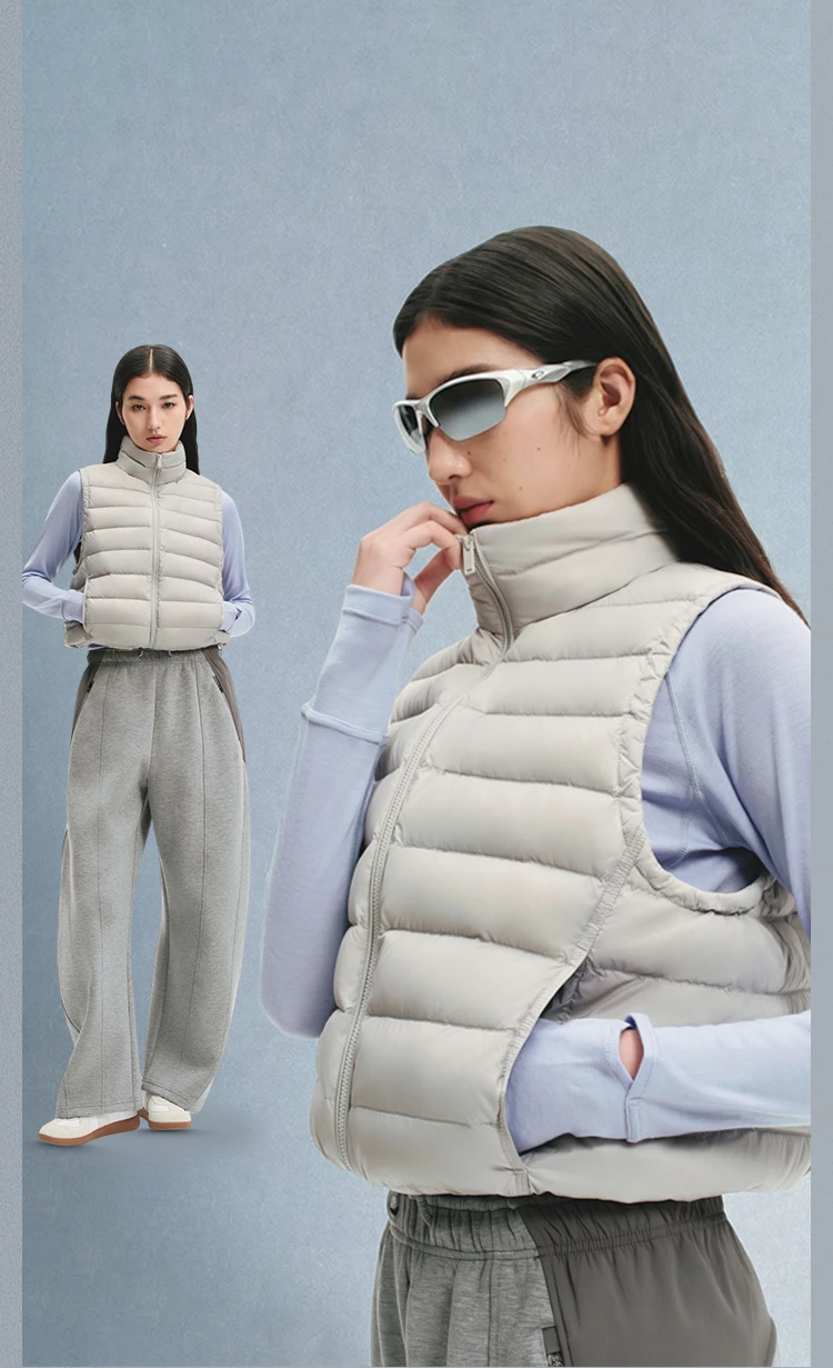 `BOSIDENG Women's Down Vest Sleeveless Puffer Jacket Lightweight Stand Collar Winter Warm Gilet Casual Outerwear`
