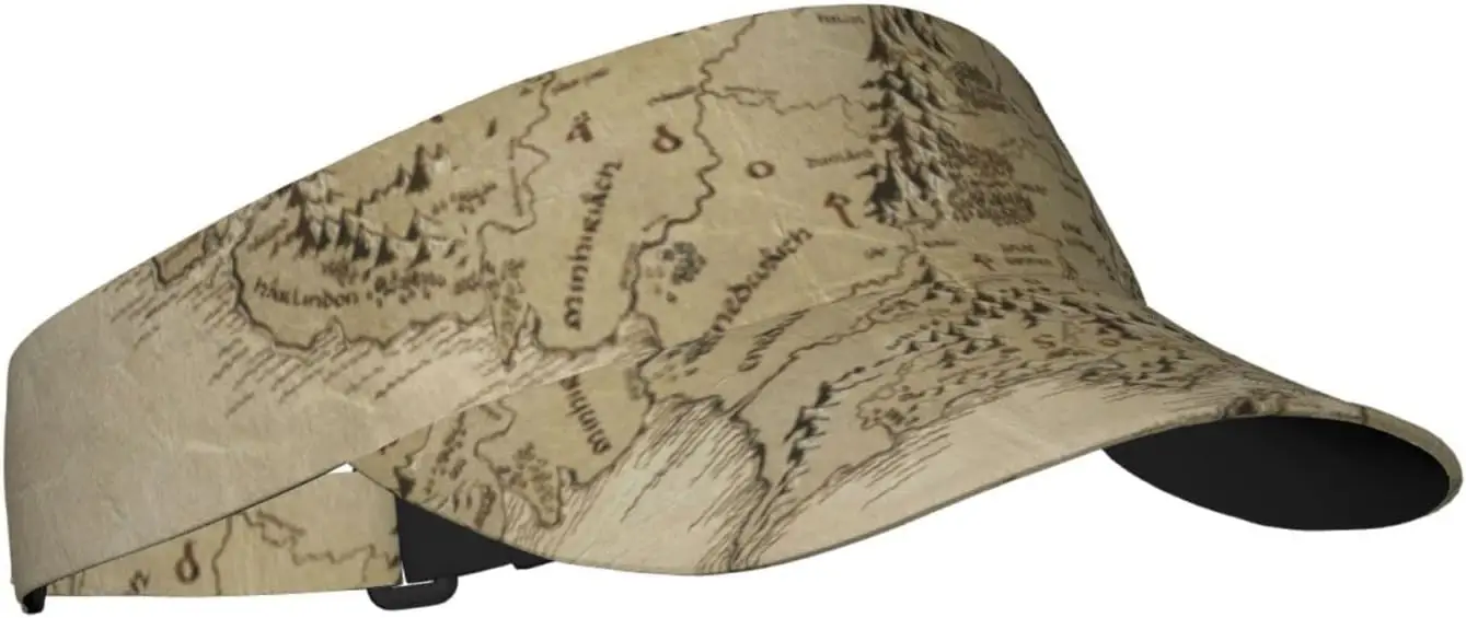 Middle Earth Map Pattern Sunscreen Visor Hats for Women & Men, Sport Empty Top Baseball Sun Cap, Tennis Visor, Golf Visor