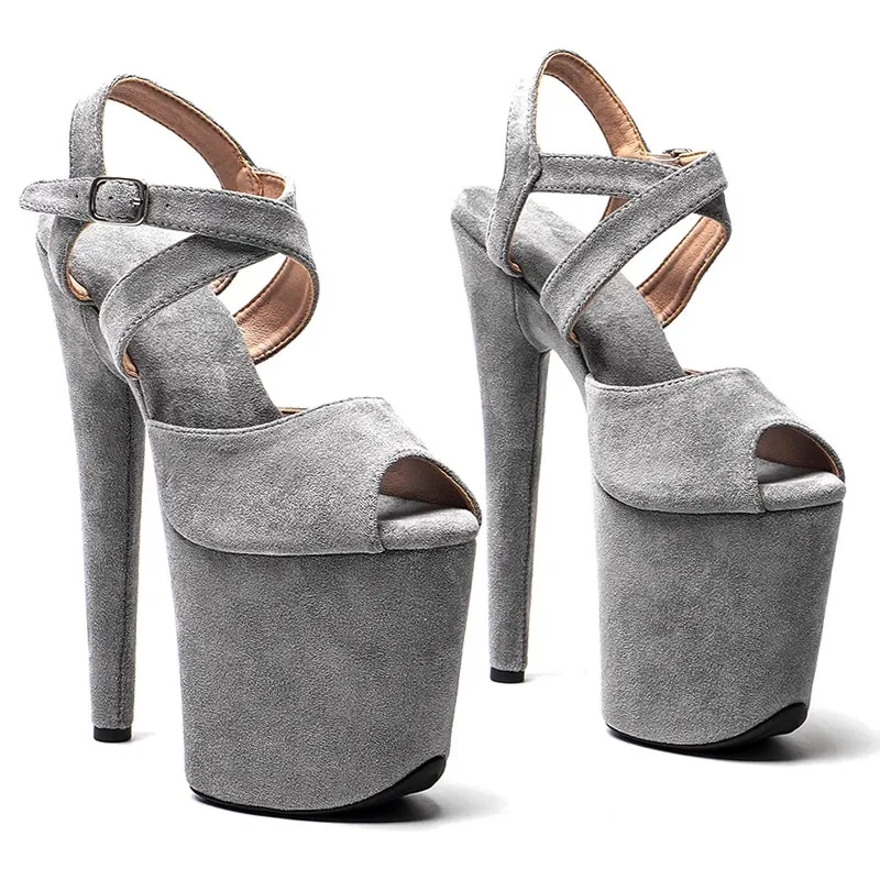 

Fashion 20CM/8inches Suede Upper Plating Platform Sexy High Heels Sandals Pole Dance Shoes 042