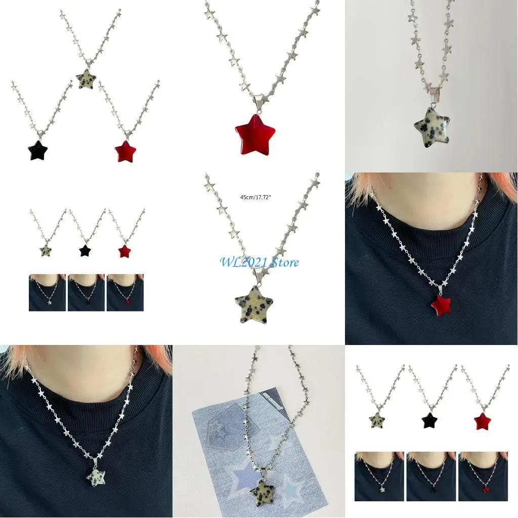 G5GC Ngôi Sao Thời Trang Mặt Dây Chuyền Vòng Cổ Ngôi Sao Dây Chuyền Vòng Cổ Choker Phát Hiện Đá Xương Đòn Dây Chuyền Trang Sức
