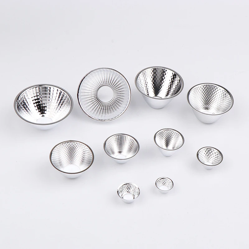 โคมไฟสะท้อนแสงแบบถ้วย 1 ชิ้น ขนาด 20-126 มม. มุม 15-120 องศา สำหรับ DIY ไฟ LED ออปติคอล อลูมิเนียม สำหรับหลอด COB