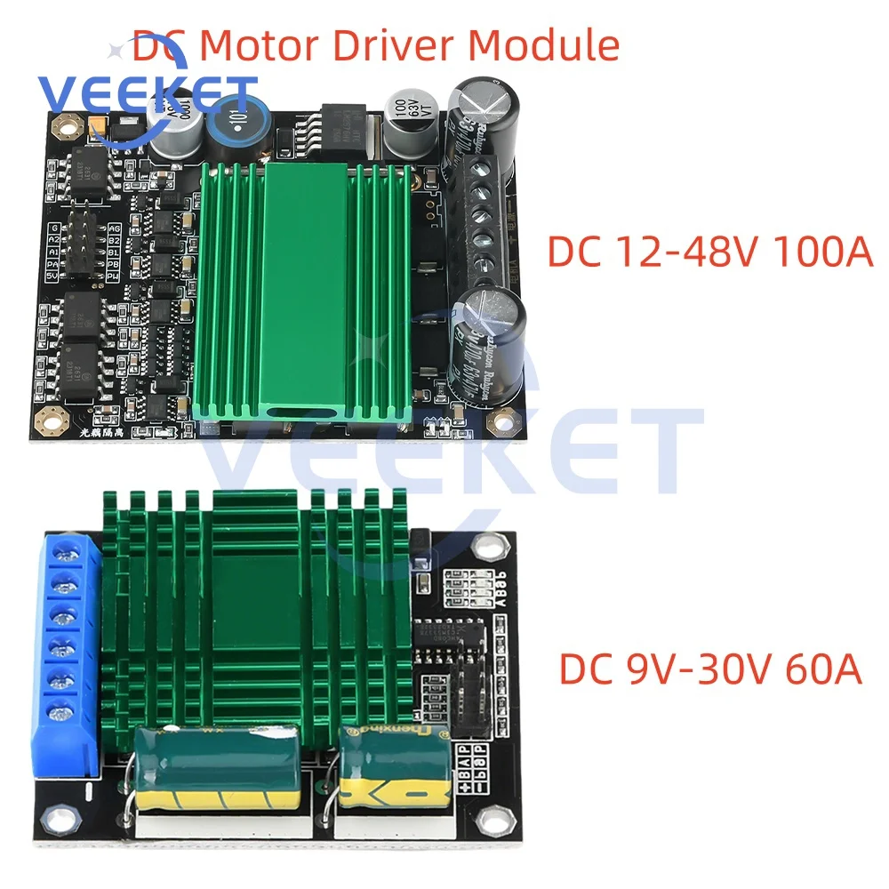 

DC9V-30V 12-48V 60A /100A Dual Motor Drive Module Motor Speed Control Driver Board High Frequency H-bridge Optocoupler Isolation