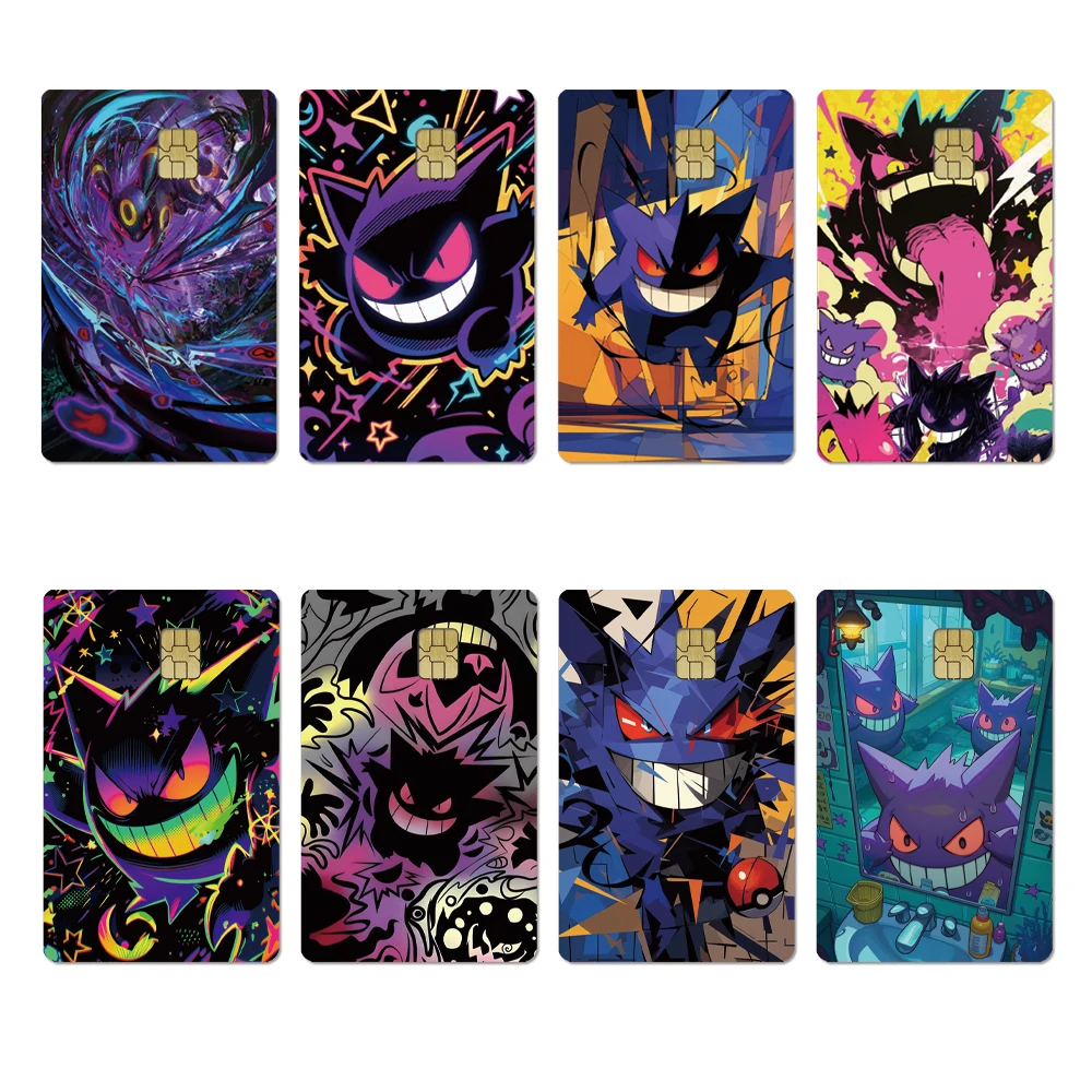 DIY Anime PTCG Gengar Self-made 2.5D HD Matte PVC Sticker Film Tape Skin for Credit Card Debit Card Waterproof Sticke Gift