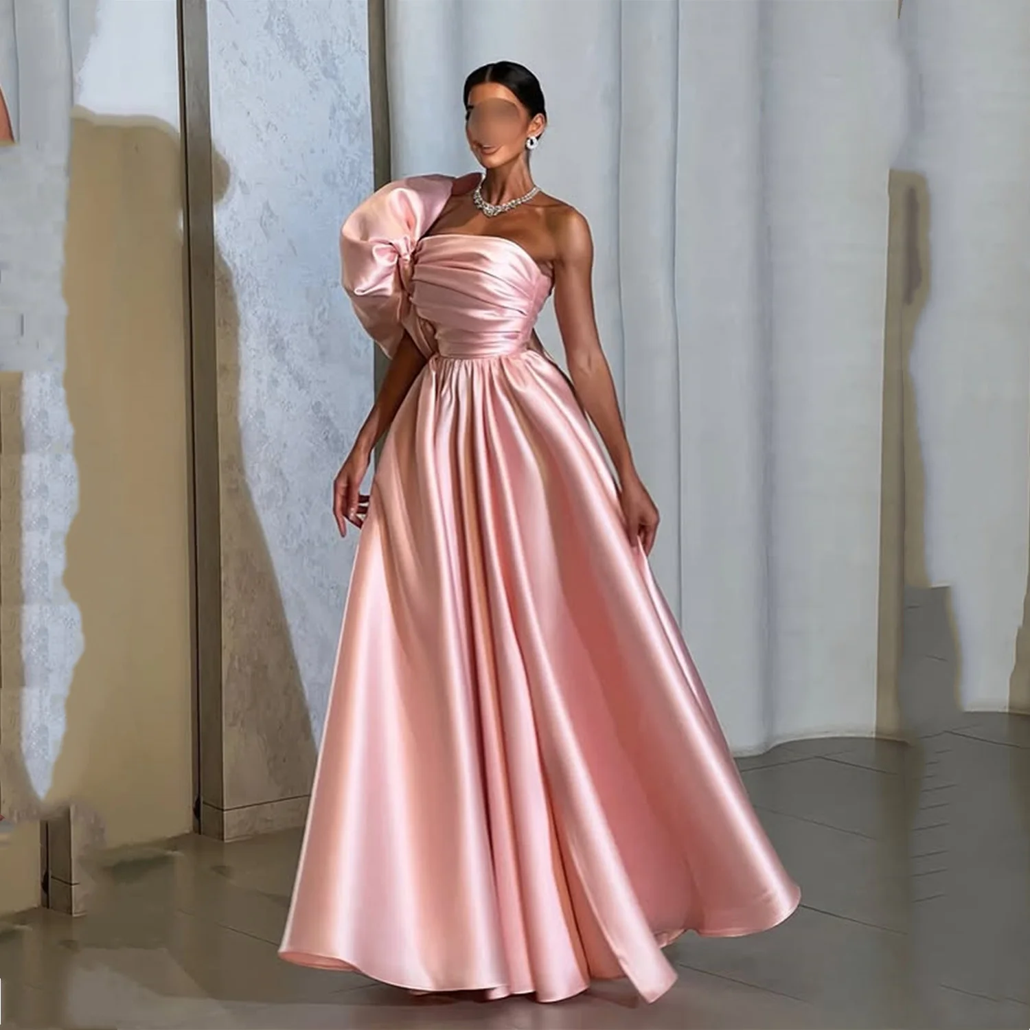 

EDECPBM Pink Wedding Dresses for Parties فساتين سهرة Women Evening Dress Vestidos De Festa Satin Elegant Party Dresses 2025 Prom