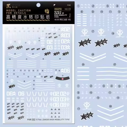 Artisan's Club Decals HGGTO03&amp;05 for HG 1/144 MS-96R-1A ZAKUⅡhigh Mobile Type Model Water Sticker Detail Parts