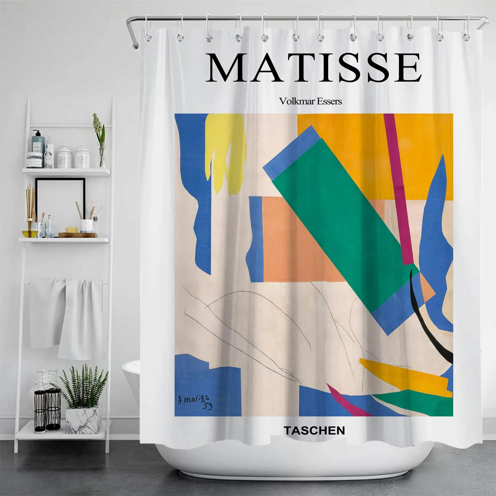 Famous Painting Waterproof and Mildew Proof Shower CurtainNordic Style Shower Curtain Set Hook Home Decoration Bathroom Curtains