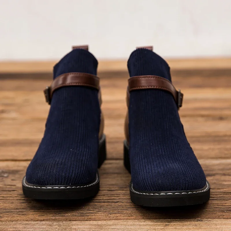 Botas cortas de estilo británico para hombre, botines hechos a mano de cuero informales de alta calidad, nuevos zapatos planos para caminar al aire libre de diseñador