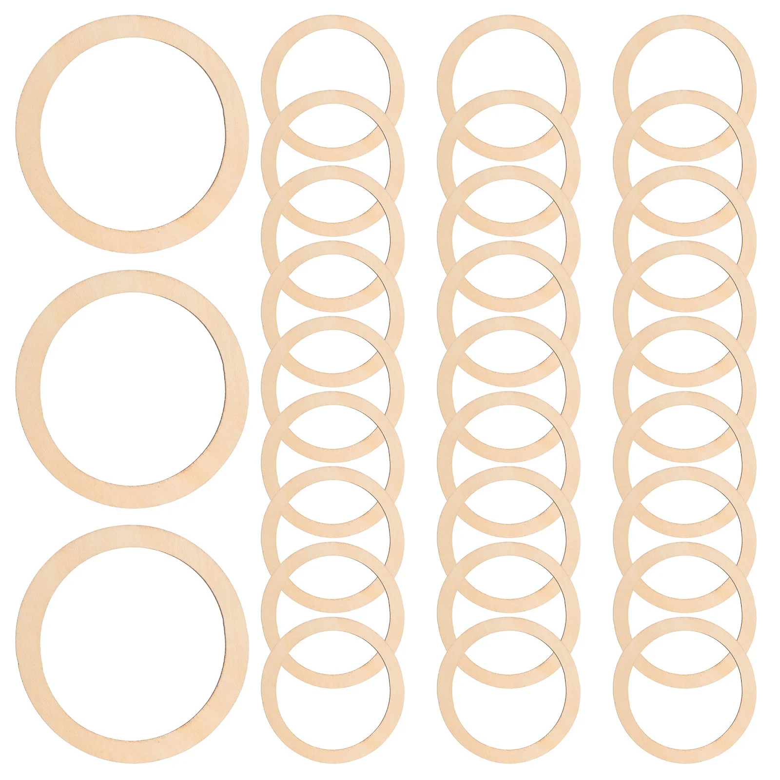 

30pcs Wooden Rings Unfinished Flat Round Craft Rings For Diy Jewelry Home Decor Wood Circles Natural Craft Supplies