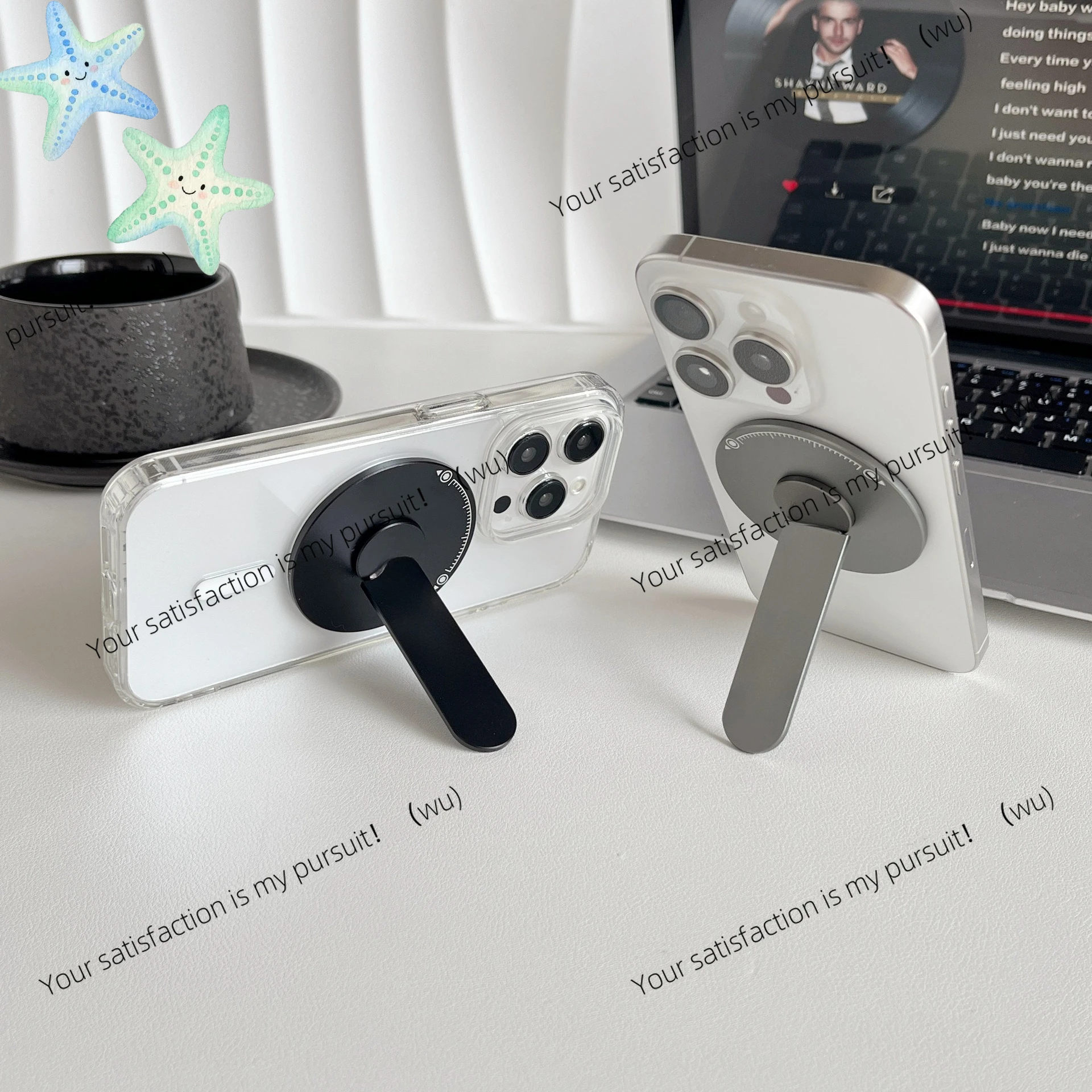 ZOCI-New 360 ° rotating metal magnetic mobile phone holder ring buckle desktop ultra-thin portable folding