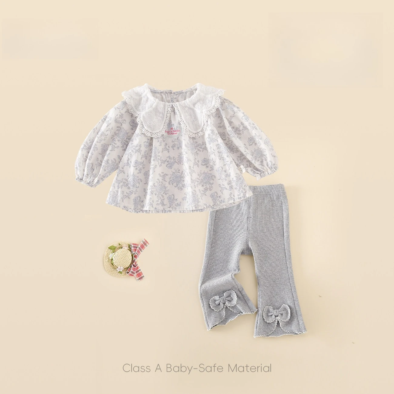 Autumn Newborn Baby Girl Close-fitting Comfortable Shirt and Bell-bottoms Two Price Sets