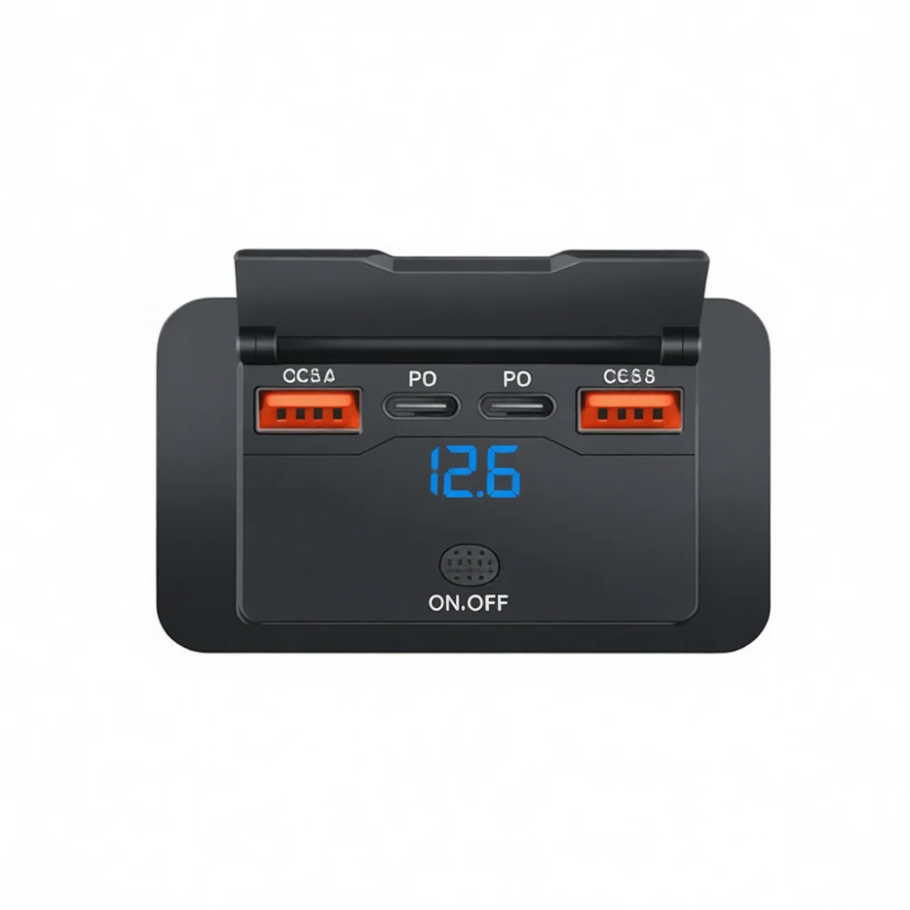 Modified Vehicle Charger 4 USB Output Port Quick Charge Adapter With Flip Cover Independent Switch For Camper Van Accessory