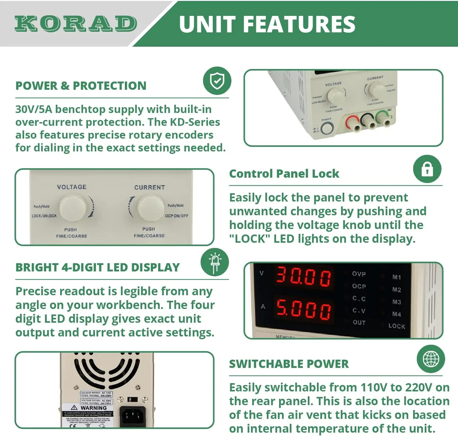 KD3005D - Precision Variable Adjustable 30V, 5A DC Linear Power Supply Digital Regulated Lab Grade…