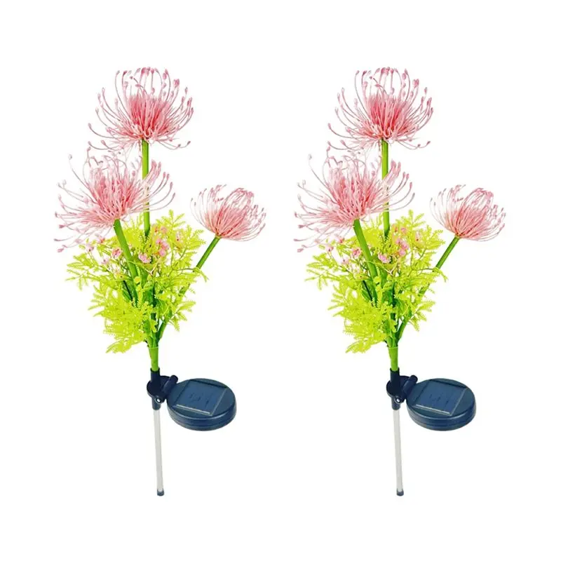 

2 шт. солнечных светильников в форме цветов для улицы, IP65, водонепроницаемые, светодиодные солнечные светильники