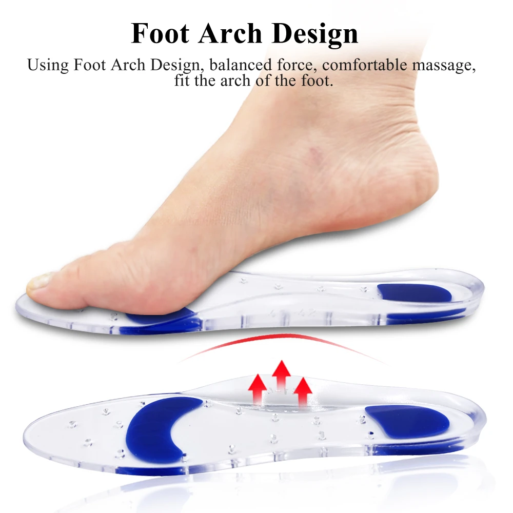 Silicon Orthopedic Insoles Gel Medical Flat Foot Arch Support Plantar Fasciitis Relief Shock Absorption Men Women Pads Care