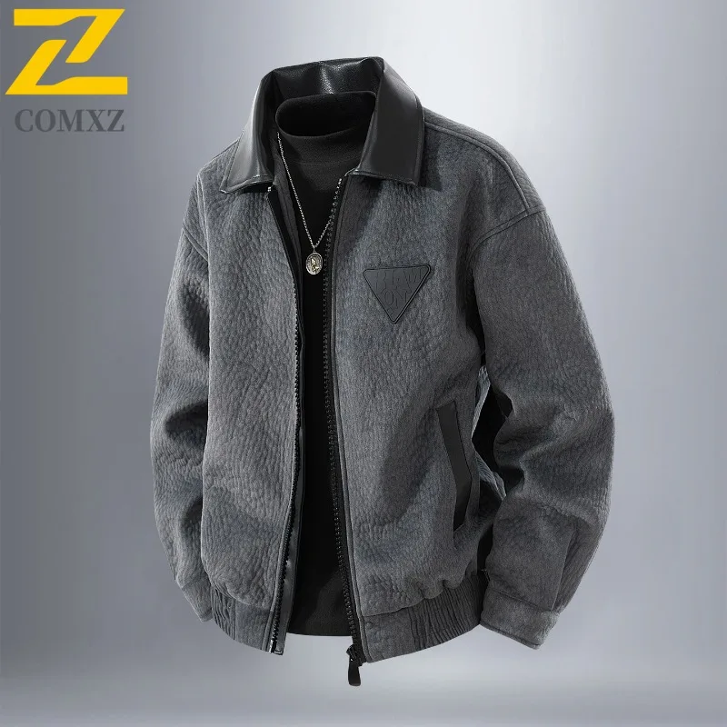 

COMXZ 2025 Мужская американская винтажная однотонная бейсбольная куртка свободного покроя, повседневное модное легкое удобное пальто