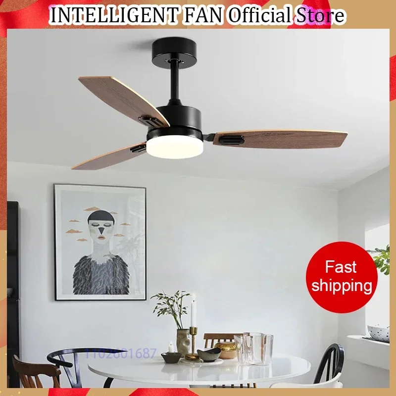 42/52inch 3/5 wood blade DC 35W pure cooper Motor ceiling fan wiht 18W LED Light and Remote Control Restaurant fan