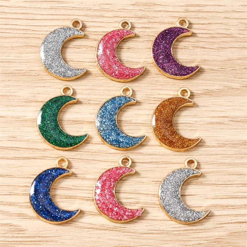 10 Stück niedliche, gemischte Emaille-Anhänger in Form von Mond und Wolken für die Schmuckherstellung, Ohrringe, Anhänger, Halsketten, Armbänder, DIY-Bastelzubehör – Detail 6