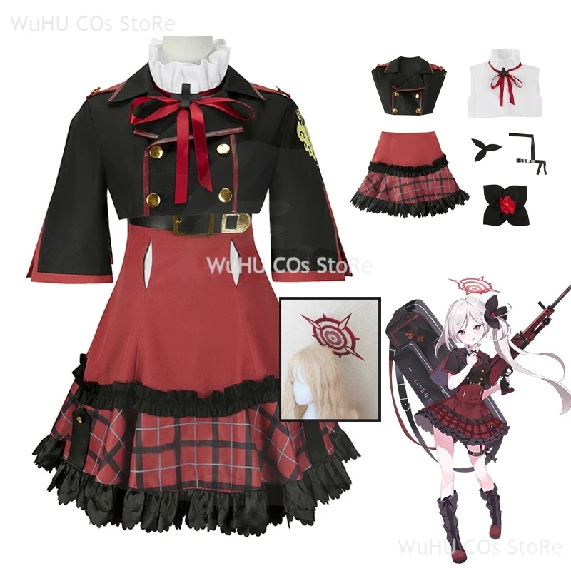 Game Blue Archive Asagi Mutsuki Cosplay Costume Red JK Uniform Skirt Coat Wig Woman Sexy Kawaii Halloween Birthday Party Suit