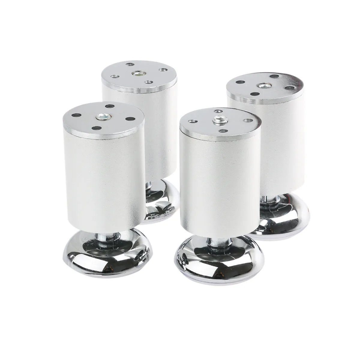 4Pcs Furniture Legs Stainless Steel Adjustable Round Silver Hard Durable for Kitchen Cabinets Shelves Stainless Furniture Legs