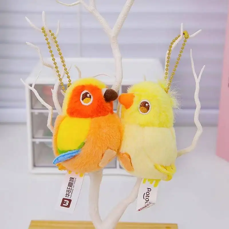 Porte-clés pendentif sac à dos perroquet pour Couple, jouet en peluche Kawaii, poupée faite à la main, dessin animé, cadeau mignon pour amis amusants, dernière collection
