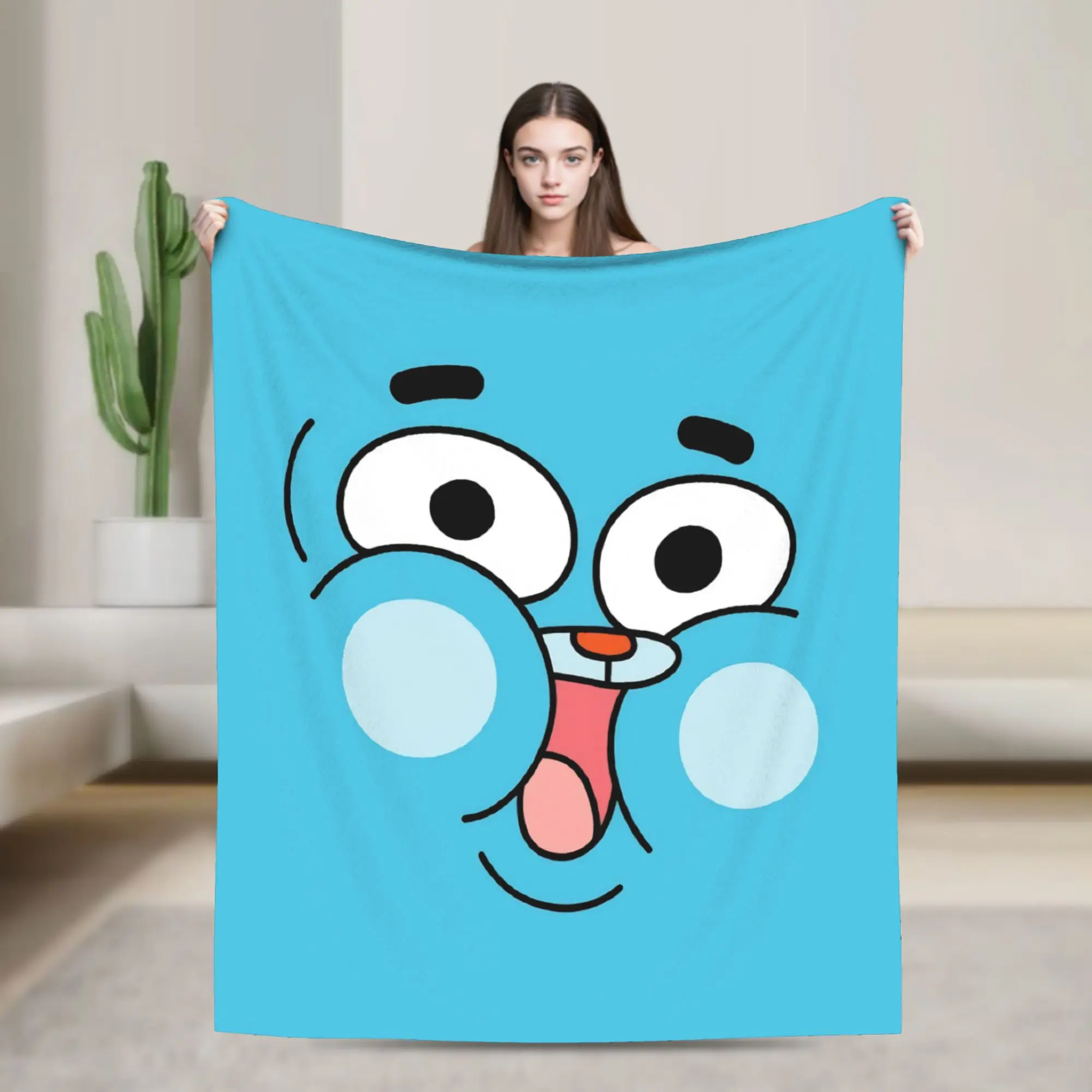 Gum Ball Face Blanket Amazing World Of Gum Ball Flannel Awesome Warm Throw Blankets for Bedding Lounge Decoration