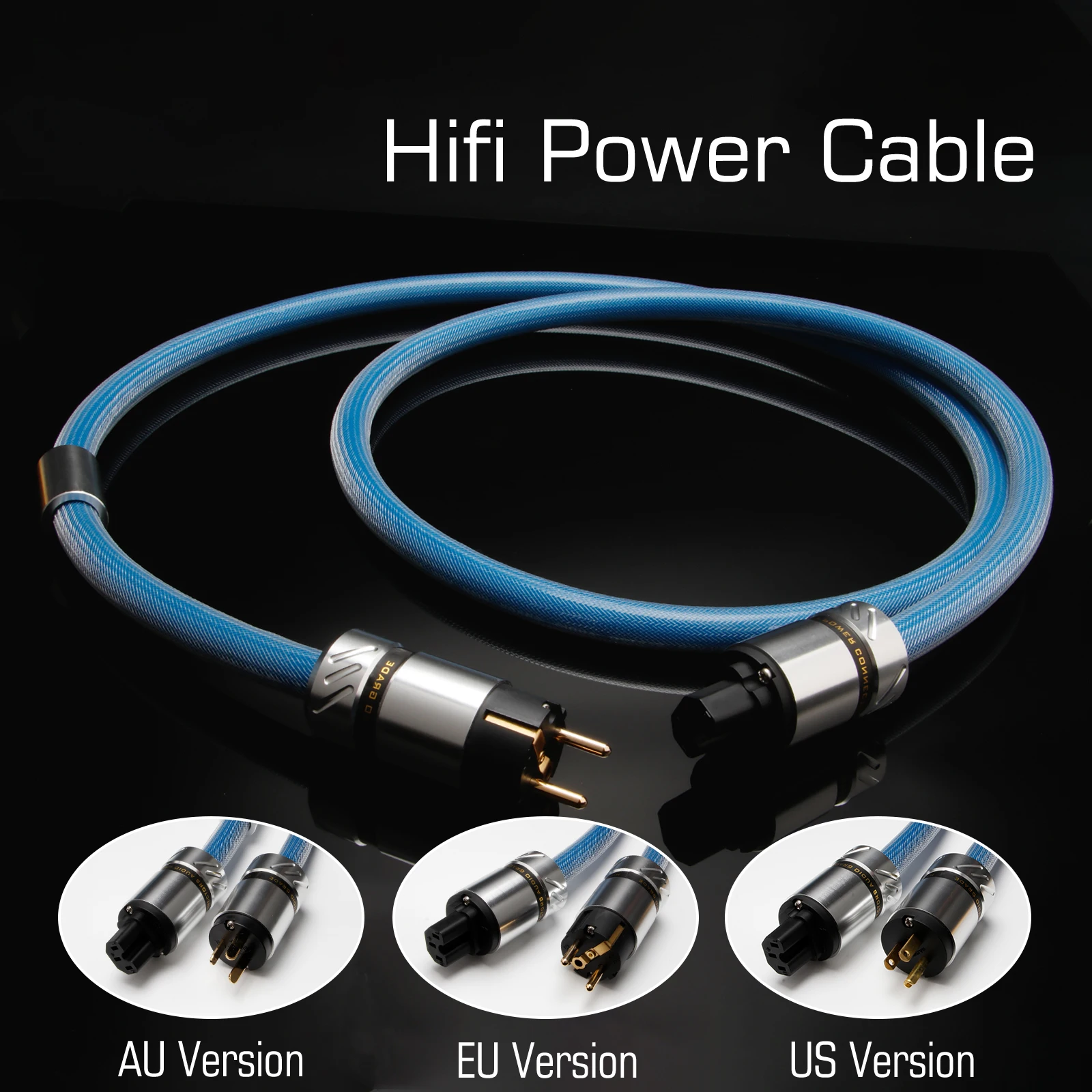 HIFI Power Cable Audiophile HiFi EMC Shield AC Power Cord Silver Plated EU/US Power Cord EU Schuko Power Cable