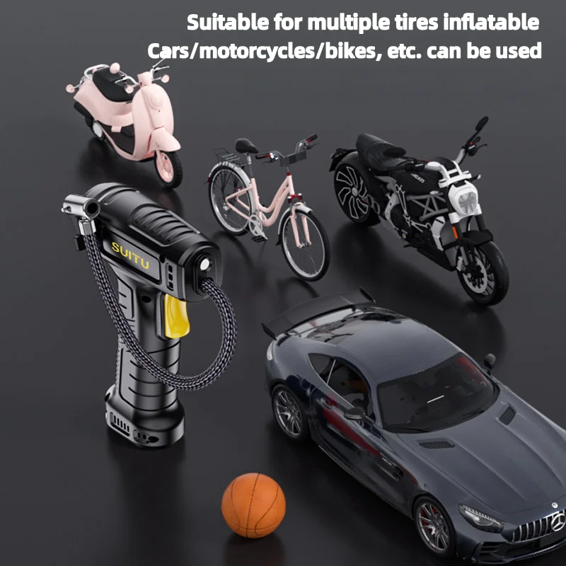 منفاخ إطارات السيارات وإصلاح متعدد الوظائف للإسعافات الأولية ضاغط السيارات 120 واط عرض مؤشر مضخة الهواء المحمولة