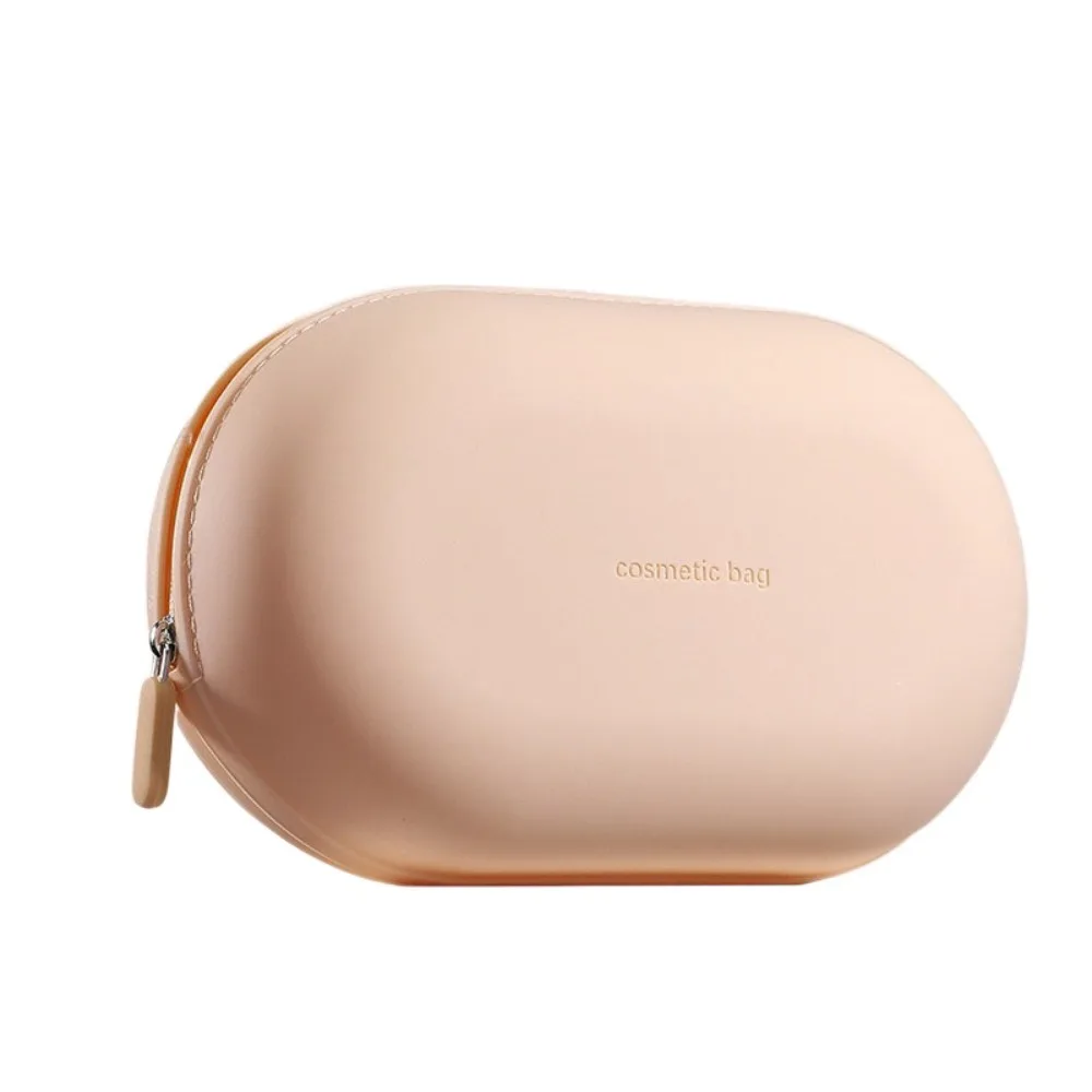 Large Capacity Silicone Cosmetic Bag Waterproof Space Saving Travel Storage Bag Dust-proof Zipper Closure Toiletry Bag Lipstick