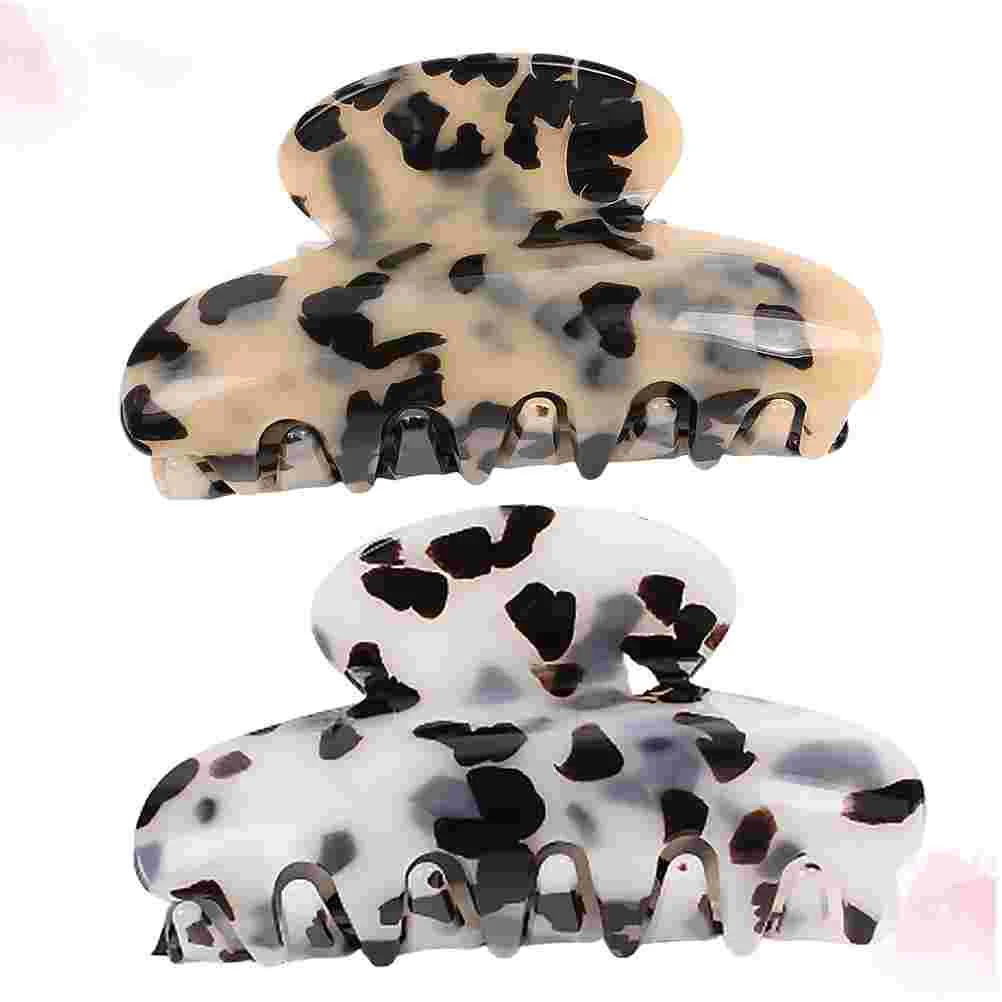 2 PCS Women Bun Hairpins Marble Clip Accessories Tortoise Shell Claw Claws for Acetic Acid Miss