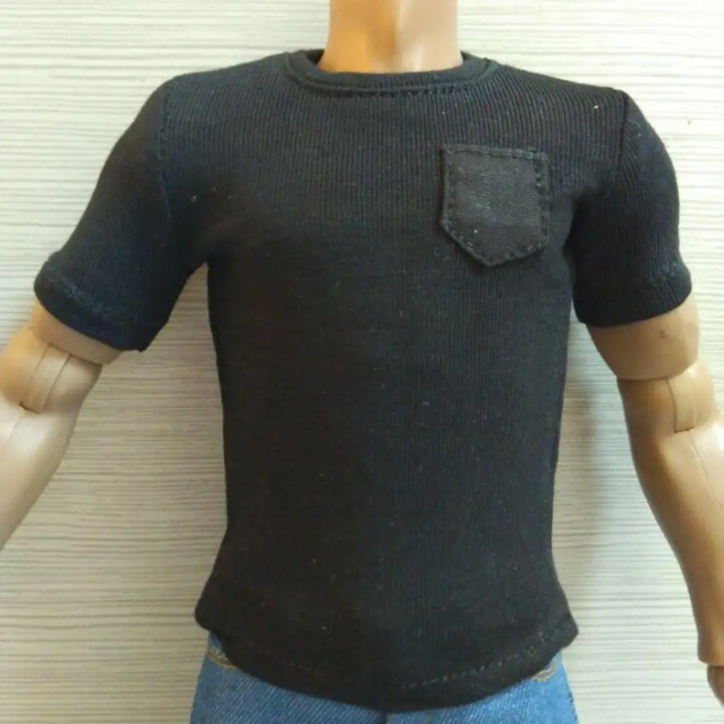 

Black Cotton Action Figure Clothes 1 6 Scale T Shirt Male Figure Garments Accessories for 12 Inch Models